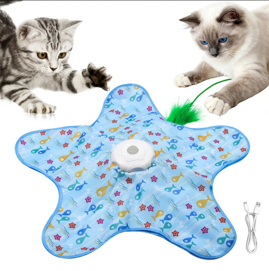 SPOVEN Interactive Unpredicatable Moving Feather Cat Toy , Hide and Seek Rechargeable Cat Toy for Bored Cat,Automatic Chargeable，Indoor Exercise & Boredom Relief for All Breeds