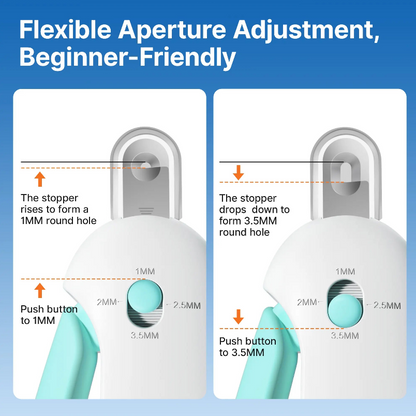 Potaroma Cat Nail Clipper with 4-Size Adjustable Trimming Hole & Hidden Nail File | Safe Toenail Trimmer for Kittens & Indoor Cats | Anti-Splash Claw Cutter for Pet Grooming (Blue)