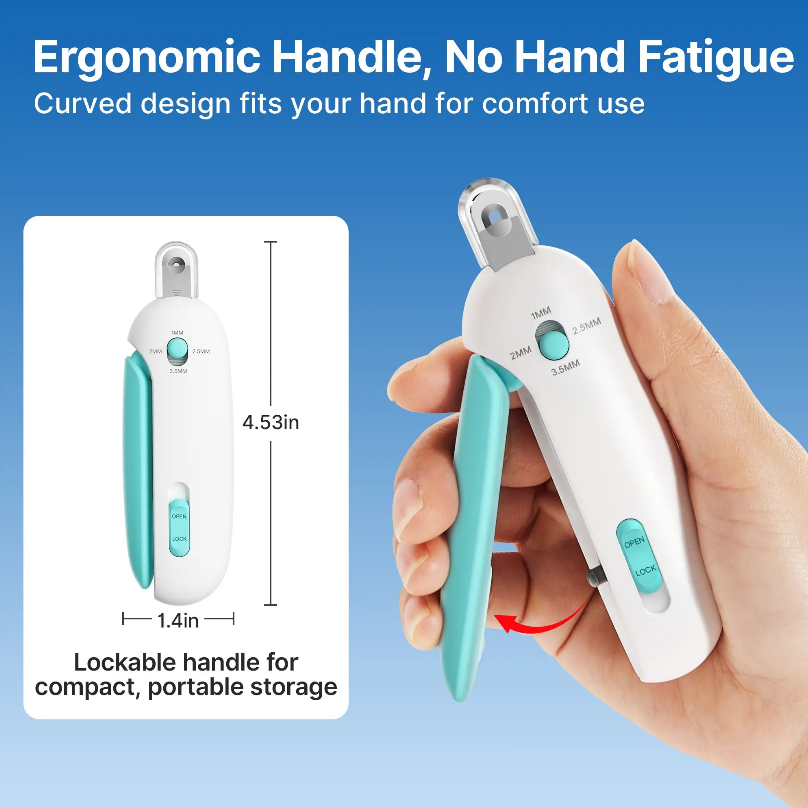 Potaroma Cat Nail Clipper with 4-Size Adjustable Trimming Hole & Hidden Nail File | Safe Toenail Trimmer for Kittens & Indoor Cats | Anti-Splash Claw Cutter for Pet Grooming (Blue)