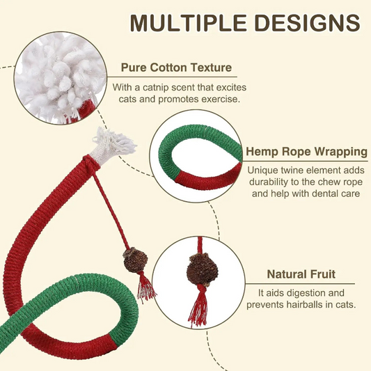 Cat Toys Chew Ropes Toys, 3 Pcs 27.9 Inches Interactive Catnip Toys for Indoor Cats, Kitten Teeth Cleaning Chew Toys for Dental Care